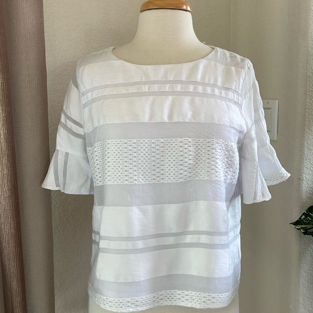 Liz Claiborne Career White Eyelet Blouse